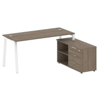 Metal System Style БА.РС-СТС-2.4 Пр (Вяз благородный/белый) Рабочая станция на А-образном м/к с опорной тумбой правая