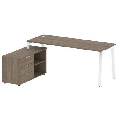 Metal System Style БА.РС-СТС-2.5 Л (Вяз благородный/белый) Рабочая станция на А-образном м/к с опорной тумбой левая