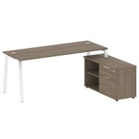 Metal System Style БА.РС-СТС-2.5 Пр (Вяз благородный/белый) Рабочая станция на А-образном м/к с опорной тумбой правая