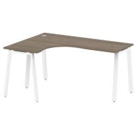 Metal System Style БА.СА-4 Л (Вяз благородный/белый) Стол криволинейный левый на А-образном м/к