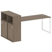 Metal System Style БО.РС-СШК-3.5 (Вяз благородный/белый) Стол письменный на О-образном м/к с опорным шкафом-купе