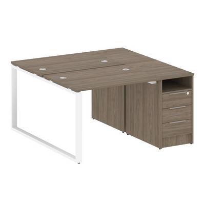 Metal System Style БО.РС-СТП-2.1 (Вяз благородный/белый) Рабочая станция на О-образном м/к с опорной тумбой