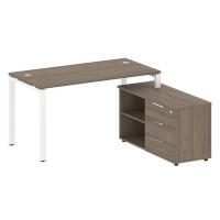 Metal System Style БП.РС-СТС-2.3 Пр (Вяз благородный/белый) Рабочая станция на П-образном м/к с опорной тумбой правая