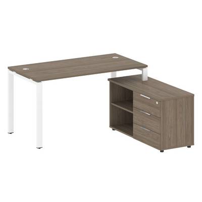 Metal System Style БП.РС-СТС-2.3 Пр (Вяз благородный/белый) Рабочая станция на П-образном м/к с опорной тумбой правая