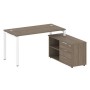 Metal System Style БП.РС-СТС-2.3 Пр (Вяз благородный/белый) Рабочая станция на П-образном м/к с опорной тумбой правая