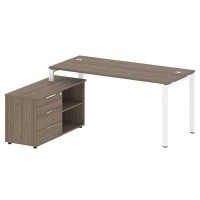 Metal System Style БП.РС-СТС-2.4 Л (Вяз благородный/белый) Рабочая станция на П-образном м/к с опорной тумбой левая