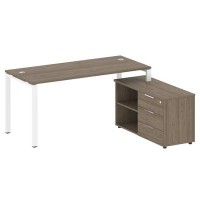 Metal System Style БП.РС-СТС-2.4 Пр (Вяз благородный/белый) Рабочая станция на П-образном м/к с опорной тумбой правая