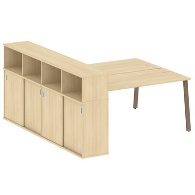 Metal System Style БА.РС-СШК-4.4 (Акация лорка/мокко) Рабочая станция на А-образном м/к с опорным шкафом-купе