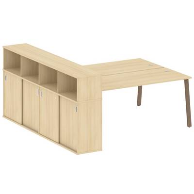 Metal System Style БА.РС-СШК-4.5 (Акация лорка/мокко) Рабочая станция на А-образном м/к с опорным шкафом-купе