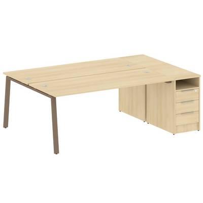 Metal System Style БА.РС-СТП-2.5 (Акация лорка/мокко) Рабочая станция на А-образном м/к с опорной тумбой