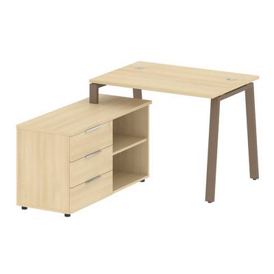 Metal System Style БА.РС-СТС-2.1 Л (Акация лорка/мокко) Рабочая станция на А-образном м/к с опорной тумбой левая