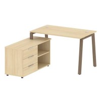 Metal System Style БА.РС-СТС-2.2 Л (Акация лорка/мокко) Рабочая станция на А-образном м/к с опорной тумбой левая