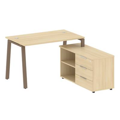 Metal System Style БА.РС-СТС-2.2 Пр (Акация лорка/мокко) Рабочая станция на А-образном м/к с опорной тумбой правая