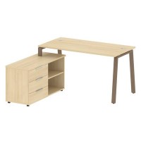 Metal System Style БА.РС-СТС-2.3 Л (Акация лорка/мокко) Рабочая станция на А-образном м/к с опорной тумбой левая