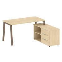 Metal System Style БА.РС-СТС-2.3 Пр (Акация лорка/мокко) Рабочая станция на А-образном м/к с опорной тумбой правая