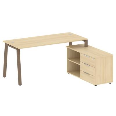 Metal System Style БА.РС-СТС-2.4 Пр (Акация лорка/мокко) Рабочая станция на А-образном м/к с опорной тумбой правая