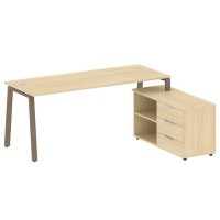 Metal System Style БА.РС-СТС-2.5 Пр (Акация лорка/мокко) Рабочая станция на А-образном м/к с опорной тумбой правая