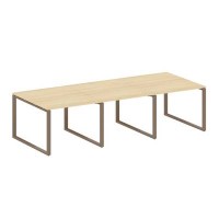 Metal System Style БО.ПРГ-3.1 (Акация лорка/мокко) Переговорный стол (3 столешницы) на О-образном м/к