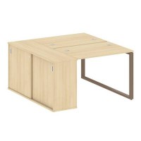 Metal System Style БО.РС-СШК-1.1 (Акация лорка/мокко) Рабочая станция на О-образном м/к с опорным шкафом-купе