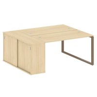 Metal System Style БО.РС-СШК-1.3 (Акация лорка/мокко) Рабочая станция на О-образном м/к с опорным шкафом-купе