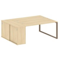 Metal System Style БО.РС-СШК-1.4 (Акация лорка/мокко) Рабочая станция на О-образном м/к с опорным шкафом-купе
