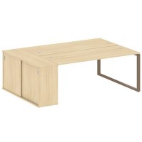 Metal System Style БО.РС-СШК-1.5 (Акация лорка/мокко) Рабочая станция на О-образном м/к с опорным шкафом-купе