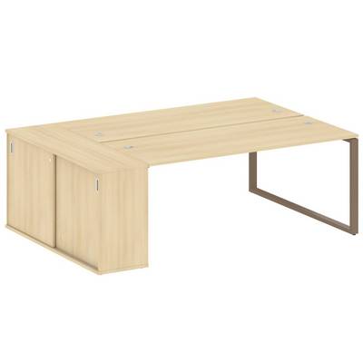 Metal System Style БО.РС-СШК-1.5 (Акация лорка/мокко) Рабочая станция на О-образном м/к с опорным шкафом-купе