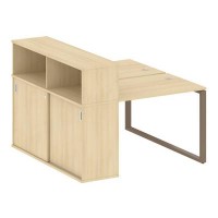 Metal System Style БО.РС-СШК-2.1 (Акация лорка/мокко) Рабочая станция на О-образном м/к с опорным шкафом-купе