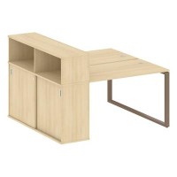 Metal System Style БО.РС-СШК-2.2 (Акация лорка/мокко) Рабочая станция на О-образном м/к с опорным шкафом-купе