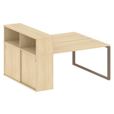 Metal System Style БО.РС-СШК-2.3 (Акация лорка/мокко) Рабочая станция на О-образном м/к с опорным шкафом-купе