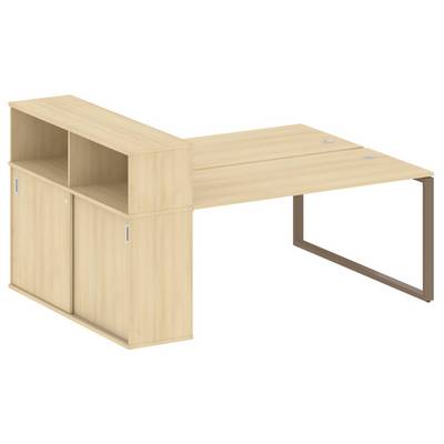 Metal System Style БО.РС-СШК-2.4 (Акация лорка/мокко) Рабочая станция на О-образном м/к с опорным шкафом-купе