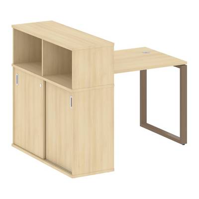 Metal System Style БО.РС-СШК-3.1 (Акация лорка/мокко) Стол письменный на О-образном м/к с опорным шкафом-купе