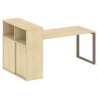 Metal System Style БО.РС-СШК-3.4 (Акация лорка/мокко) Стол письменный на О-образном м/к с опорным шкафом-купе