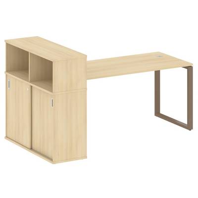 Metal System Style БО.РС-СШК-3.4 (Акация лорка/мокко) Стол письменный на О-образном м/к с опорным шкафом-купе