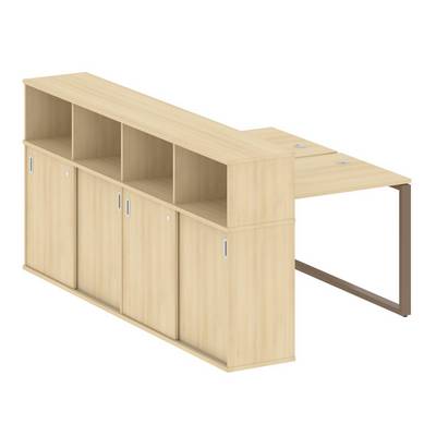 Metal System Style БО.РС-СШК-4.1 (Акация лорка/мокко) Рабочая станция на О-образном м/к с опорным шкафом-купе