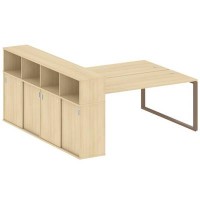 Metal System Style БО.РС-СШК-4.5 (Акация лорка/мокко) Рабочая станция на О-образном м/к с опорным шкафом-купе