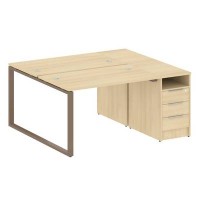Metal System Style БО.РС-СТП-2.2 (Акация лорка/мокко) Рабочая станция на О-образном м/к с опорной тумбой