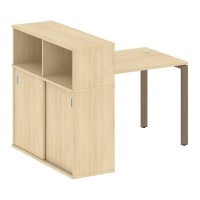 Metal System Style БП.РС-СШК-3.1 (Акация лорка/мокко) Стол письменный на П-образном м/к с опорным шкафом-купе