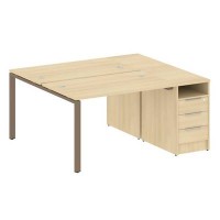 Metal System Style БП.РС-СТП-2.2 (Акация лорка/мокко) Рабочая станция на П-образном м/к с опорной тумбой