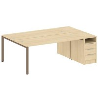 Metal System Style БП.РС-СТП-2.5 (Акация лорка/мокко) Рабочая станция на П-образном м/к с опорной тумбой
