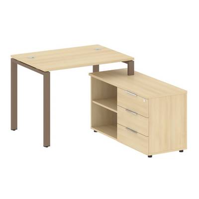 Metal System Style БП.РС-СТС-2.1 Пр (Акация лорка/мокко) Рабочая станция на П-образном м/к с опорной тумбой правая