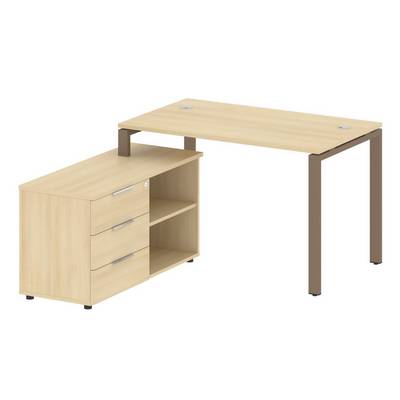 Metal System Style БП.РС-СТС-2.2 Л (Акация лорка/мокко) Рабочая станция на П-образном м/к с опорной тумбой левая