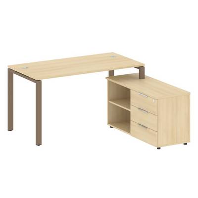 Metal System Style БП.РС-СТС-2.3 Пр (Акация лорка/мокко) Рабочая станция на П-образном м/к с опорной тумбой правая