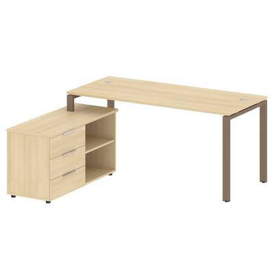 Metal System Style БП.РС-СТС-2.4 Л (Акация лорка/мокко) Рабочая станция на П-образном м/к с опорной тумбой левая