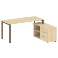 Metal System Style БП.РС-СТС-2.4 Пр (Акация лорка/мокко) Рабочая станция на П-образном м/к с опорной тумбой правая