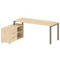 Metal System Style БП.РС-СТС-2.5 Л (Акация лорка/мокко) Рабочая станция на П-образном м/к с опорной тумбой левая
