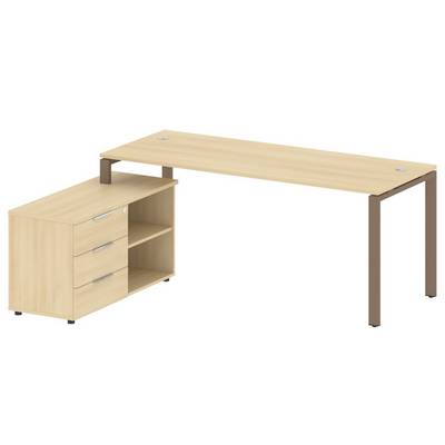 Metal System Style БП.РС-СТС-2.5 Л (Акация лорка/мокко) Рабочая станция на П-образном м/к с опорной тумбой левая