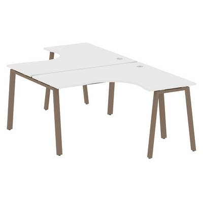 Metal System Style БА.РАС-СА-2.3 (Белый/мокко) Рабочая станция криволинейная на А-образном м/к