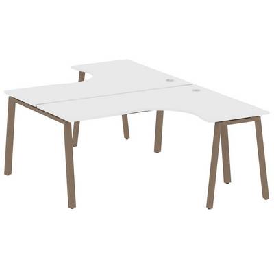 Metal System Style БА.РАС-СА-2.4 (Белый/мокко) Рабочая станция криволинейная на А-образном м/к