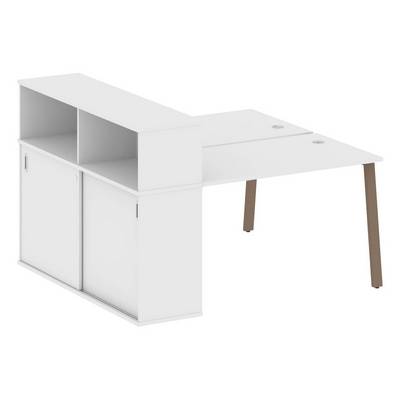 Metal System Style БА.РС-СШК-2.2 (Белый/мокко) Рабочая станция на А-образном м/к с опорным шкафом-купе